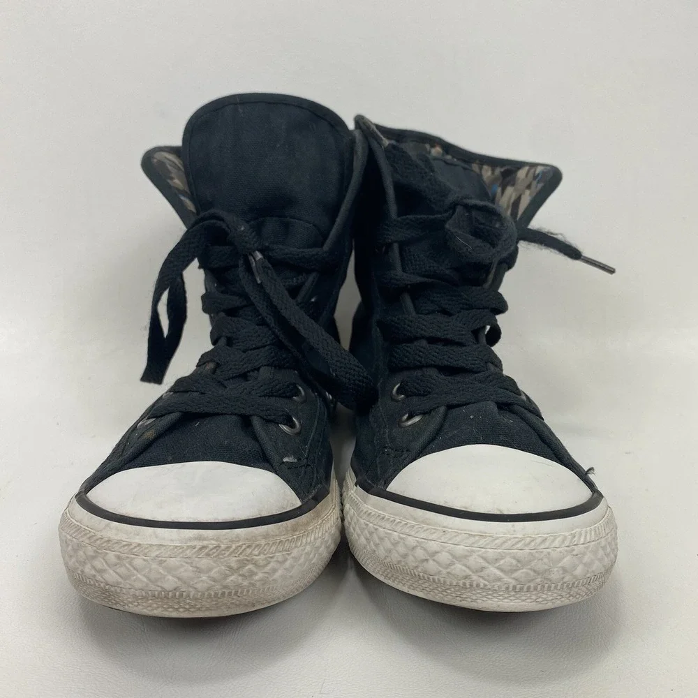 CONVERSE ALL STAR CHUCK TAYLOR BLACK FOLD OVER HI TOP SHOES‎ YOUTH SIZE 3